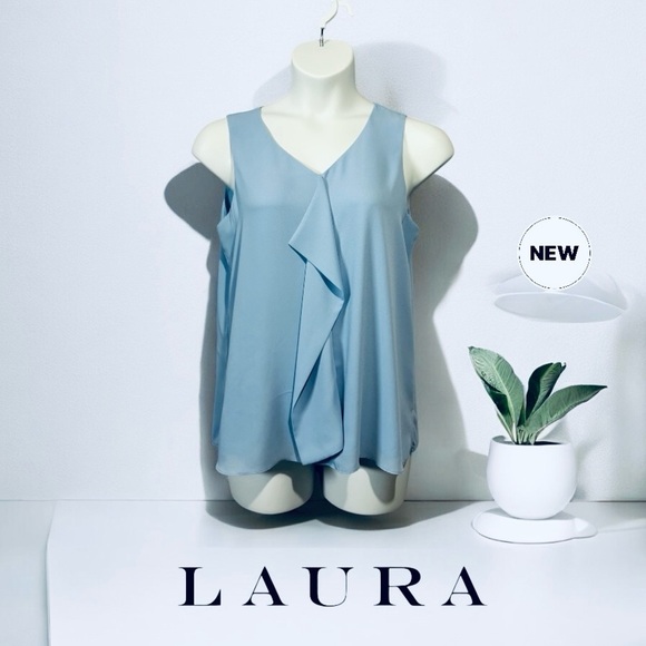 NEW, Laura, Sleeveless Blouse With Layered
Effect, Size 8, Blue - Picture 1 of 8